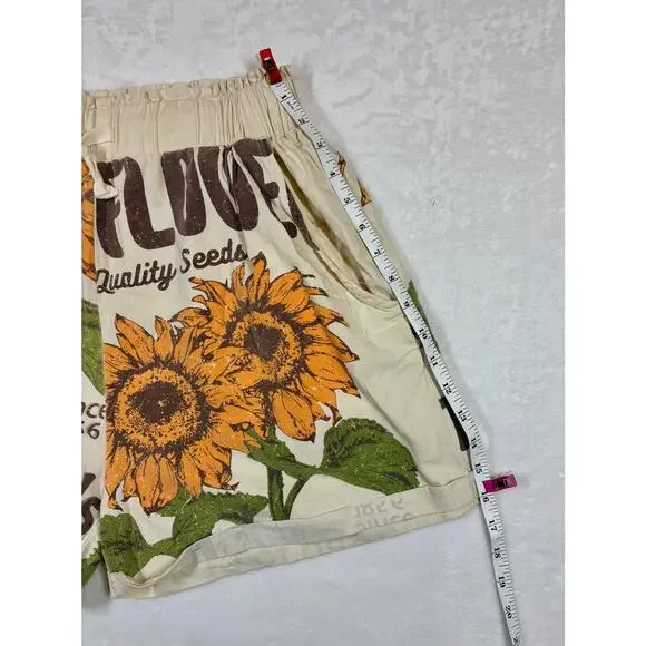Jaded Gypsy Local Fair 100% Cotton Chic Boho Sunflower Shorts Size L/XL - Picture 5 of 8